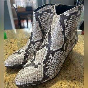 INC Faux Leather Snake Print Booties 5 1/2